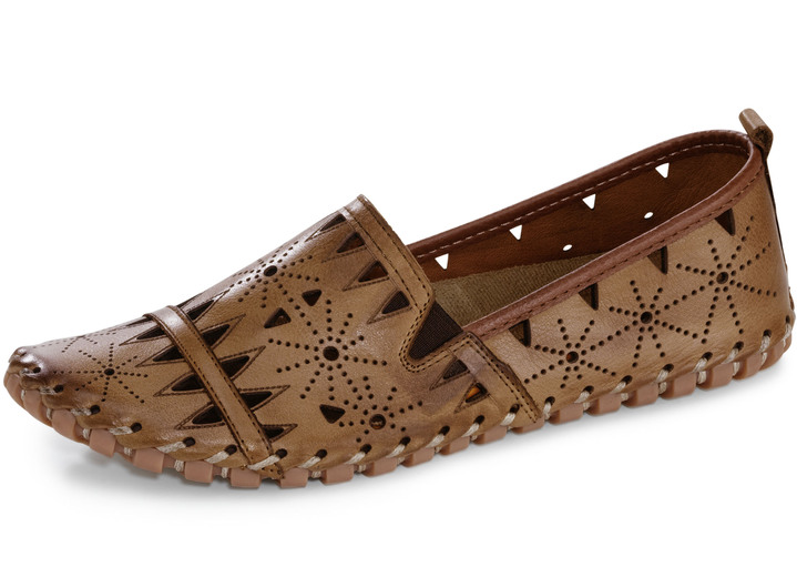 Slipper & Schnürschuhe - Gemini Slipper mit luftiger Perforation, in Größe 036 bis 042, in Farbe COGNAC Ansicht 1