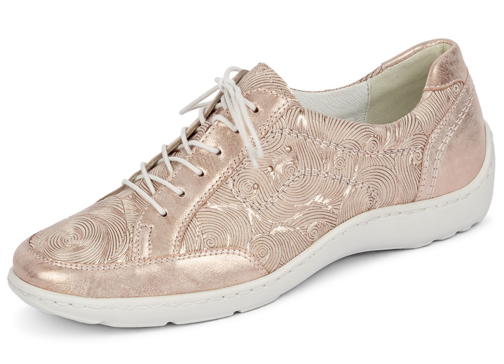 Slipper & Schnürschuhe - Waldläufer Schnürschuh mit effektvoll geprägten Einsätzen, in Größe 4 bis 7 1/2, in Farbe LACHS Ansicht 1