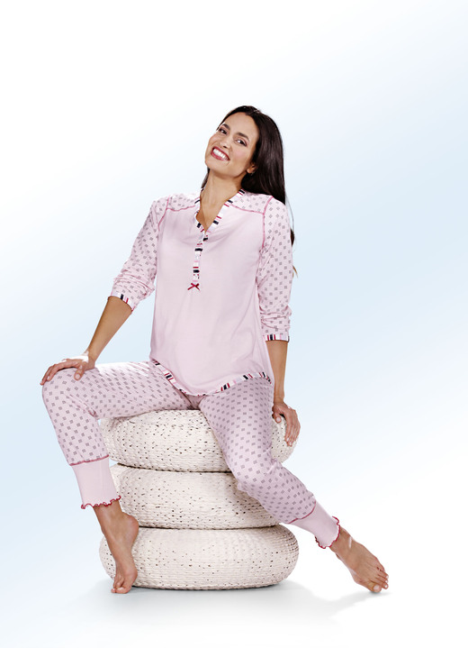 Pyjamas & Shortys - Schlafanzug mit aufwenigen Details, in Größe 032 bis 050, in Farbe ROSA-MARINE
