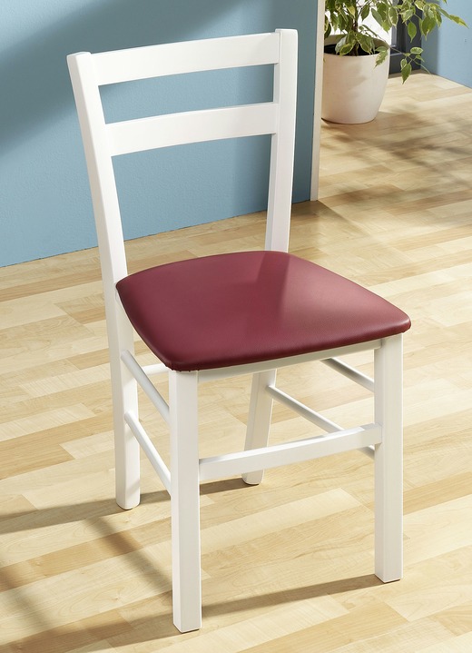 - Esszimmerstühle, 2er-Set, aus massiver Buche, in Farbe WEISS-ROT