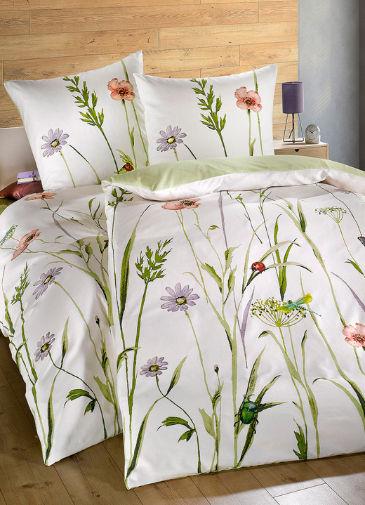 - «DORMISETTE» Bettwäsche-Garnitur, in Größe 112 (80x80 cm + 135x200 cm) bis 115 (80/80 cm + 155/220 cm), in Farbe GRÜN Ansicht 1
