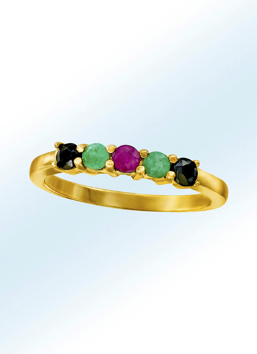 Ringe - Damenring mit Rubin, Safir, Smaragd, in Größe 160 bis 220, in Farbe