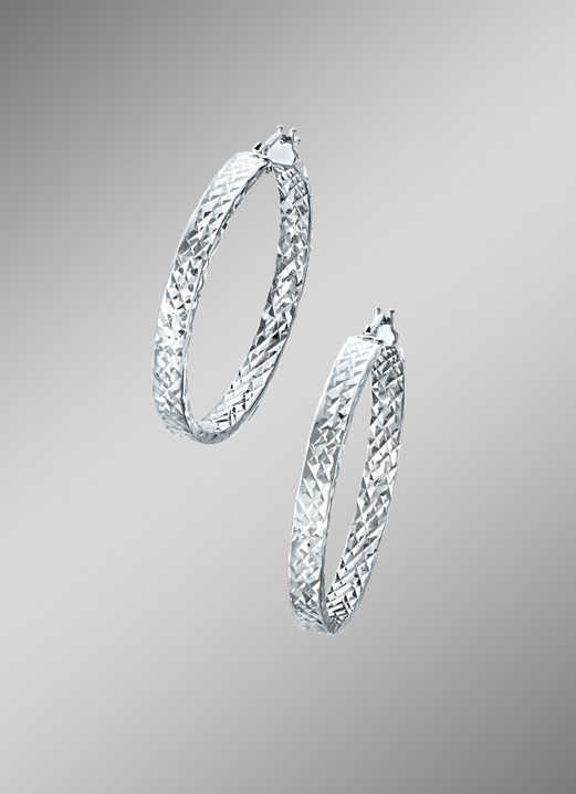 - Diamantierte Creolen, in Farbe  Ansicht 1