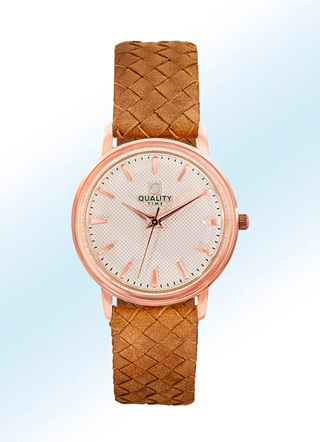 Quartz-Damenuhr mit rosévergoldetem Metallgehäuse