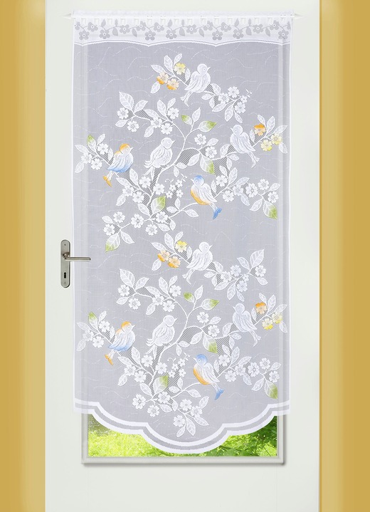 Klassisch - Fenster- und Türbehang Vögelchen, verschiedene Farben, in Größe 309 (2xH 80xB40 cm) bis 349 (H180xB90 cm), in Farbe COLORIERT Ansicht 1
