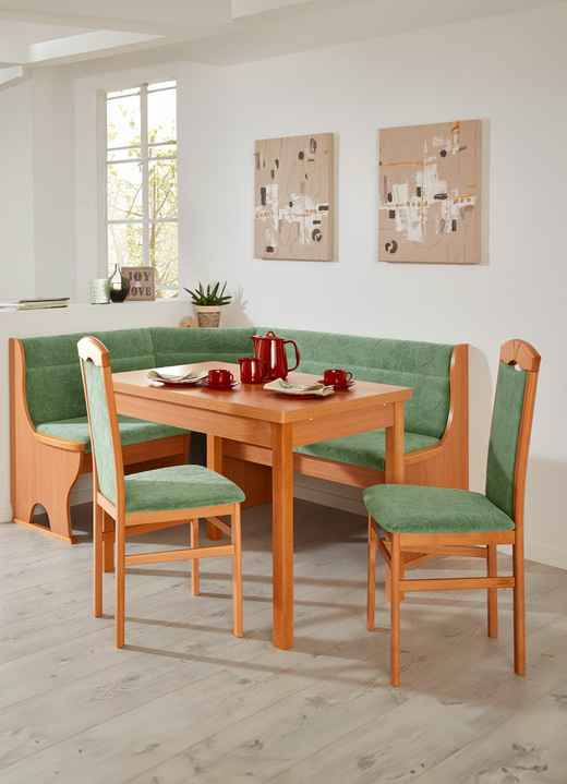 Stühle & Sitzbänke - Stilvolle Esszimmermöbel, in Farbe BUCHE-GRÜN, in Ausführung Eckbankgruppe, 4-teilig, klein Ansicht 1