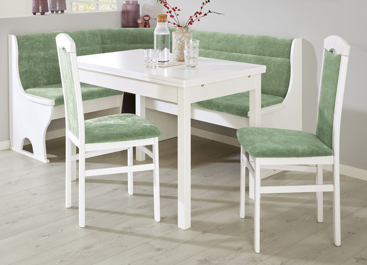 Stühle & Sitzbänke - Stilvolle Esszimmermöbel, in Farbe WEISS-GRÜN, in Ausführung Eckbankgruppe, 4-teilig, groß Ansicht 1