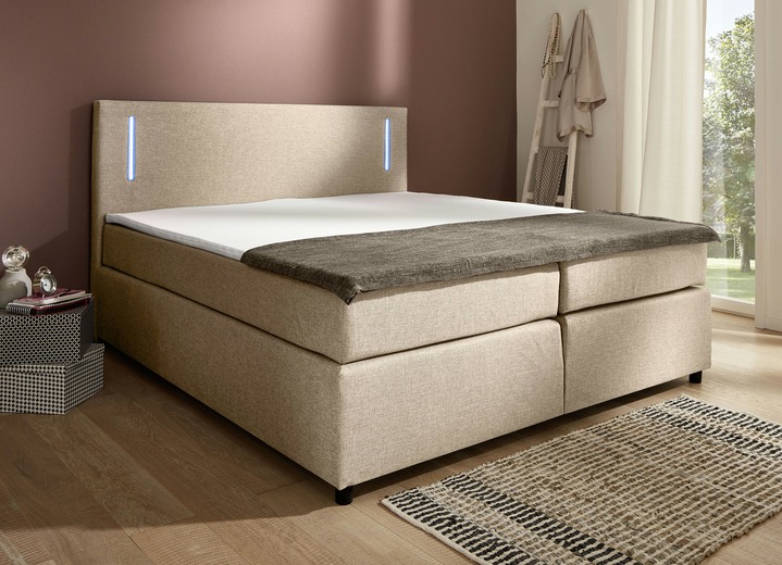 - Boxspringbett mit LED-Beleuchtung, in Farbe BEIGE