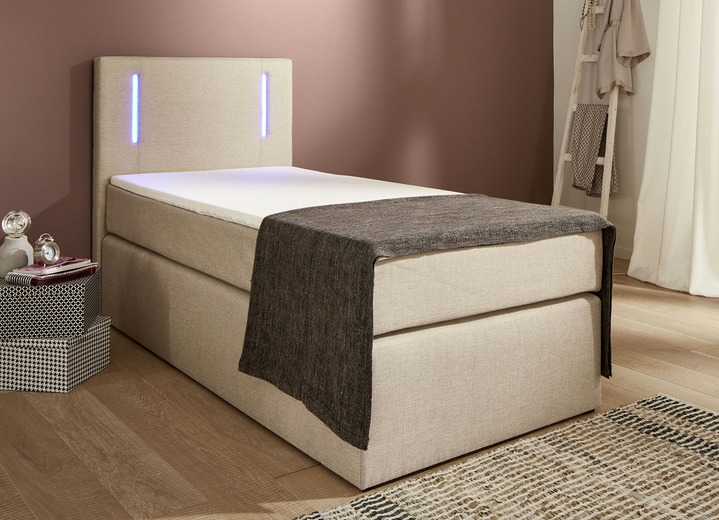 - Boxspringbett mit LED-Beleuchtung, in Farbe BEIGE