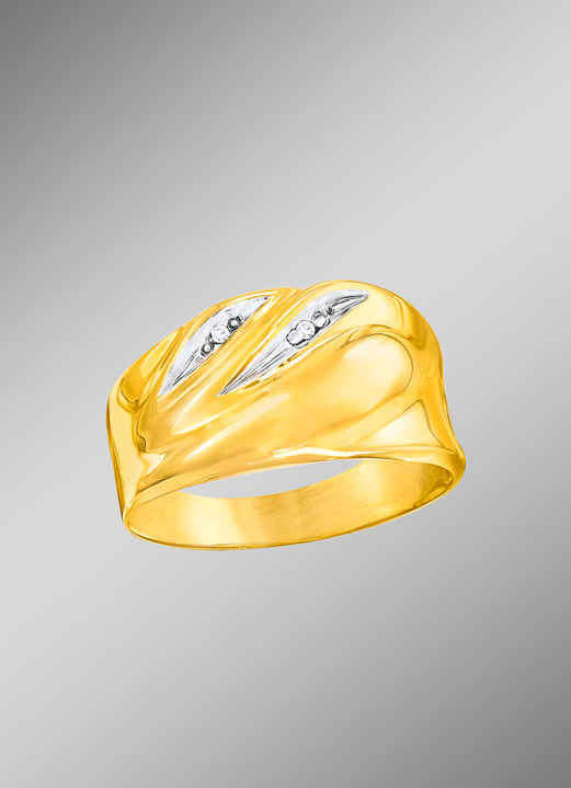 - Damenring in Bicolor mit 1 Diamant, in Größe 160 bis 220, in Farbe  Ansicht 1