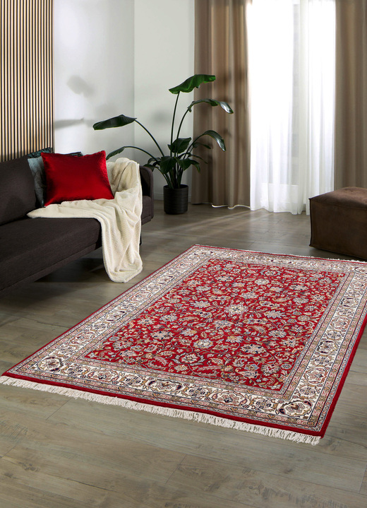 Klassisch - Handgeknüpfte Brücken und Teppiche aus 100% Schurwolle, in Größe 101 (Brücke, 40x 60 cm) bis 292 (Teppich, 250x350 cm), in Farbe ROT Ansicht 1