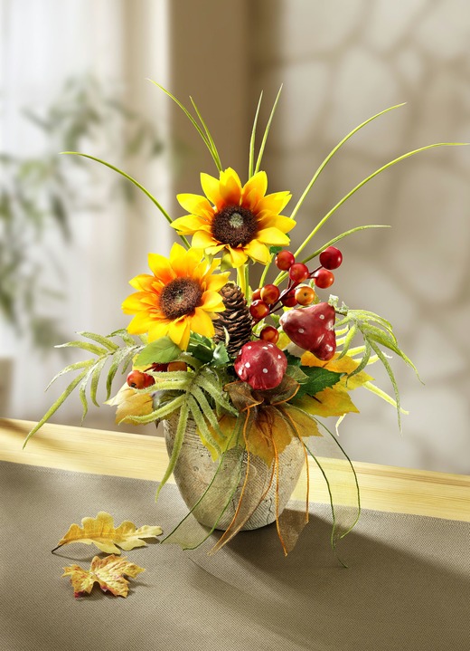 Kunst- & Textilpflanzen - Sonnenblumengesteck, in Farbe GELB-GRÜN