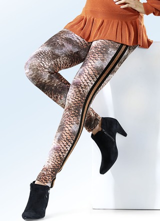 Leggings mit seitlichem Glanzgarn-Streifeneinsatz