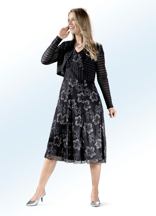- Kleid mit Bolero, in Größe 036 bis 052, in Farbe SCHWARZ-SILBER Ansicht 1