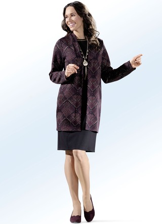 Kleid mit Jacke mit goldfarbenem Glanzgarn