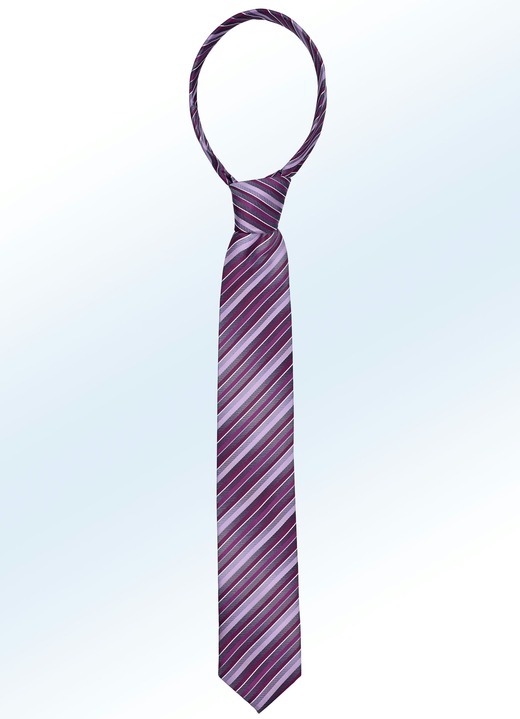 Krawatten - Wundervoll gestreifte  Krawatte, in Farbe AUBERGINE Ansicht 1