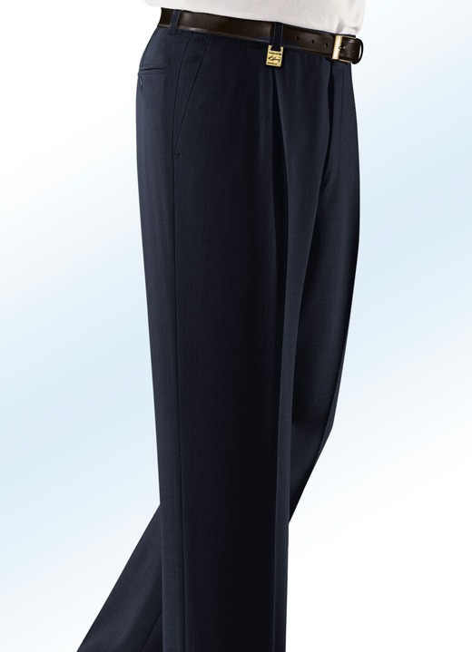 Hosen - «Klaus Modelle»-Hose mit Gürtel in 4 Farben , in Größe 024 bis 060, in Farbe MARINE Ansicht 1