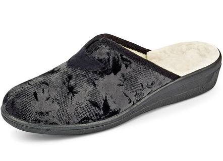 Pantoffel aus floral bedrucktem Samt