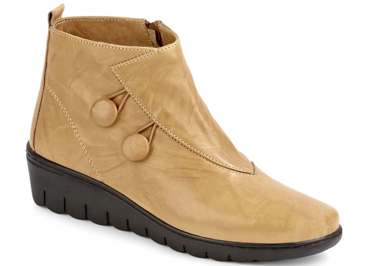 - Gemini Stiefelette mit Knitterstruktur, in Größe 036 bis 042, in Farbe SENFGELB Ansicht 1