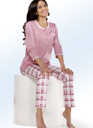 Zweierpack Pyjamas im Karodessin mit Knopfleiste