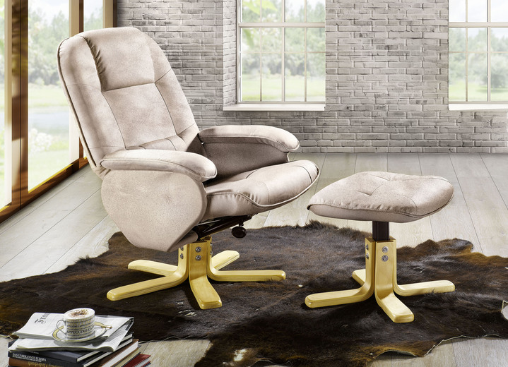 Klassisch - Superbequemer Relax-Sessel mit Hocker, in Farbe CREME Ansicht 1