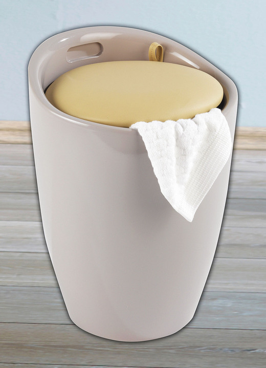 Badezimmeraccessoires - Sitzhocker mit Stauraum, in Farbe TAUPE Ansicht 1