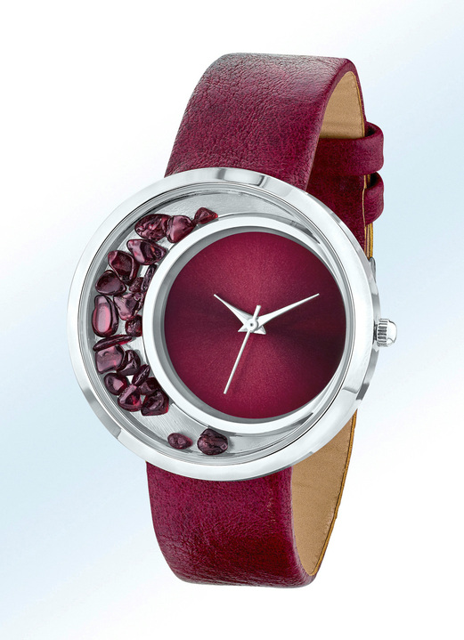 - Quartz-Damenuhren mit Metallgehäuse und Kunstlederband, in Farbe ROT