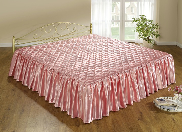Tagesdecken - Tagesdecke mit Volantabschluss, in Größe 873 (für Einzelbett, 1 Volant, 140x200 cm) bis 916 (für franz. Bett, 3 Volants, 280x250 cm), in Farbe ROSA Ansicht 1
