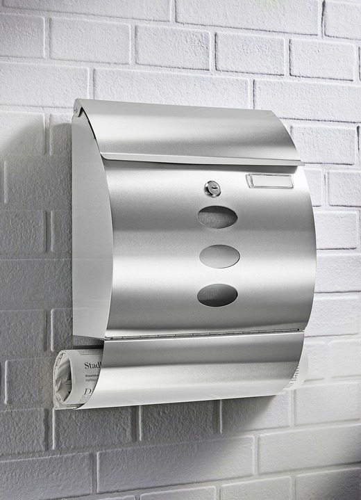 Gartengeräte und Zubehör - Abschliessbarer Edelstahl-Briefkasten, in Farbe SILBER