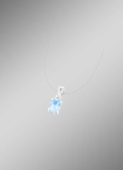 - Wunderschöner Anhänger mit Diamanten und Aquamarin, in Farbe  Ansicht 1