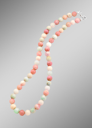Halskette mit echt Chrysopras und echt pink Opal