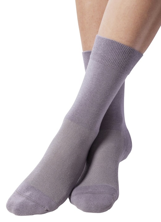 Gesundheitsstrümpfe - Zweierpack Komfort-Kniestrümpfe oder -Socken, in Größe 1 (37–39) bis 3 (43–45), in Farbe GRAU, in Ausführung Zweierpack Komfort-Kniestrümpfe Ansicht 1