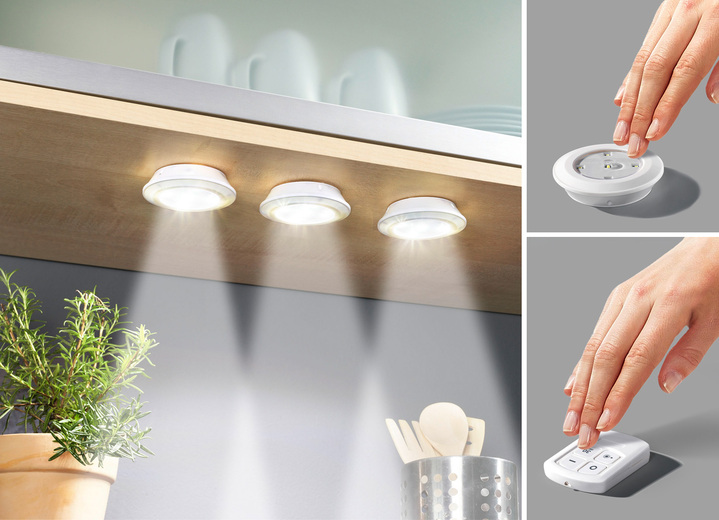 LED-Lampen-Set, 3-teilig mit Fernbedienung - Haushaltshelfer