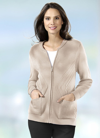 Strickjacke in 2 Farben mit durchgehendem Reissverschluss
