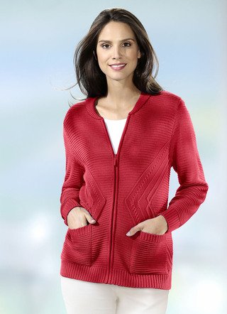 Strickjacke in 2 Farben mit durchgehendem Reissverschluss