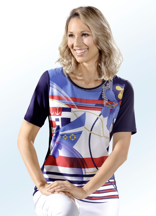 Shirts - Shirt mit farbbrillantem Inkjet-Druck, in Größe 036 bis 052, in Farbe MARINE
