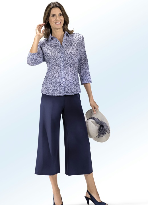 3/4-Arm - Bluse aus gecrashtem Ausbrenner-Gewebe 3/4-Arm - Bluse aus gecrashtem Ausbrenner-Gewebe, in Größe 036 bis 052, in Farbe HELLBLAU-MARINE
