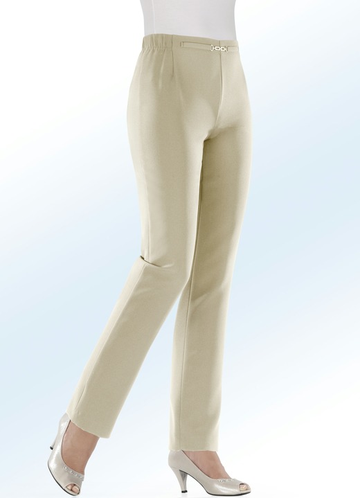 Hosen - Hose mit schmückendem Zierteil vorne am Bund, in Größe 019 bis 054, in Farbe HELLBEIGE Ansicht 1