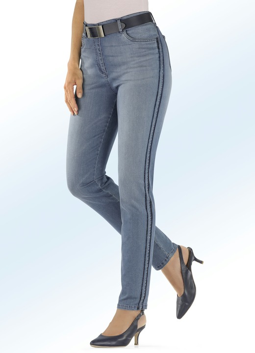 Hosen - Jeans mit angesagtem Galonstreifen, in Größe 017 bis 052, in Farbe JEANSBLAU Ansicht 1