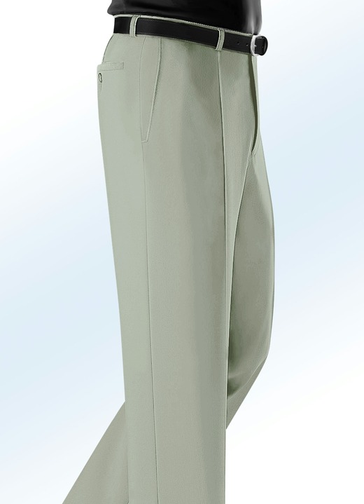 Hosen - Dehnbundhose mit Seitentaschen in 3 Farben, in Größe 025 bis 110, in Farbe LINDGRÜN MELIERT
