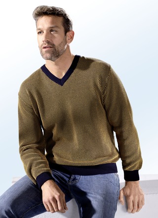 Interessanter Pullover mit V-Ausschnitt