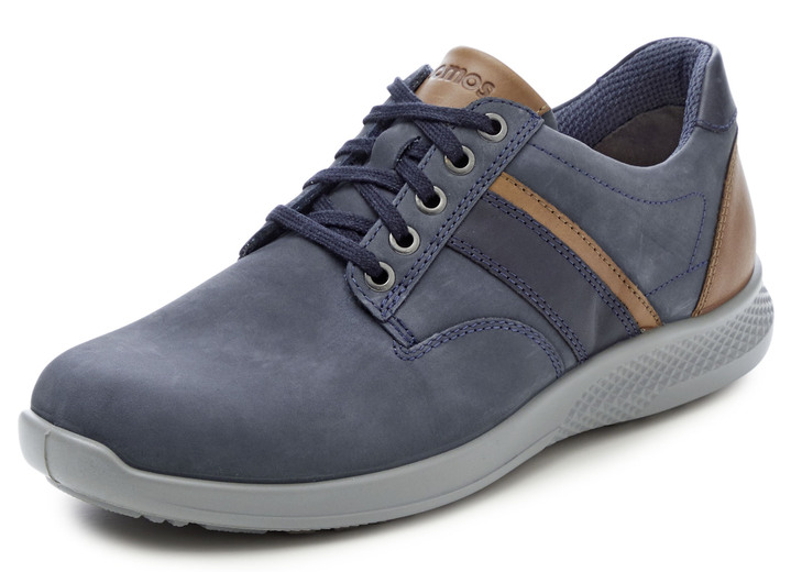 Slipper & Schnürschuhe - Schnürschuh aus pflanzlich gegerbtem Leder, in Größe 040 bis 047, in Farbe MARINE-COGNAC Ansicht 1