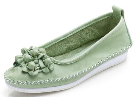 Mokassin-Slipper mit Lederblüten