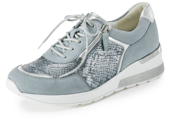 Slipper & Schnürschuhe - Waldläufer, bequeme Damen-Schnürschuhe, Weite H, mit herausnehmbarem Fussbett, in Größe 4 1/2 bis 9, in Farbe BLEU-MATTSILBER Ansicht 1
