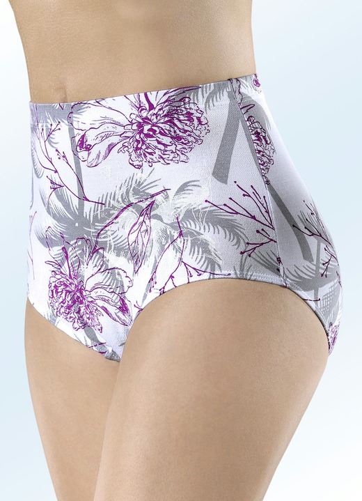 - Viererpack Slips mit Floraldruck, in Größe 040 bis 054, in Farbe WEISS-GRAU-BUNT Ansicht 1