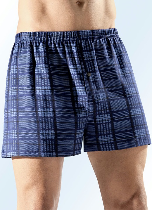 - Viererpack Boxershorts mit Karodessin, in Größe 005 bis 016, in Farbe 2X MARINE-BLAU, 2X GRAFIT-BLAU