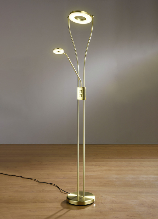 Lampen - LED-Deckenfluter mit Lesearm, in Farbe MESSING MATT