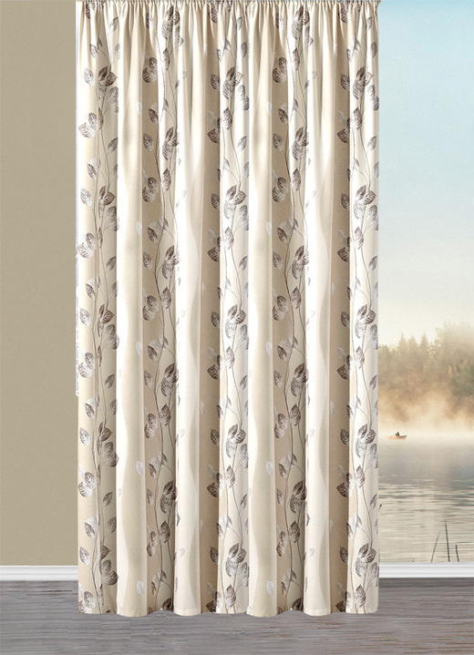 Klassisch - Dekoschal aus Satin mit Universalschienenband, in Größe 340 (H125xB 65 cm) bis 456 (H245xB140 cm), in Farbe BEIGE Ansicht 1