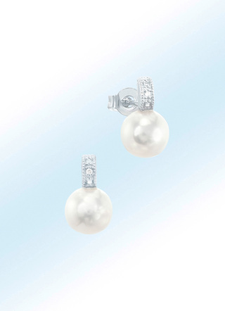 Ohrstecker mit Süsswasser-Zuchtperle und Brillanten