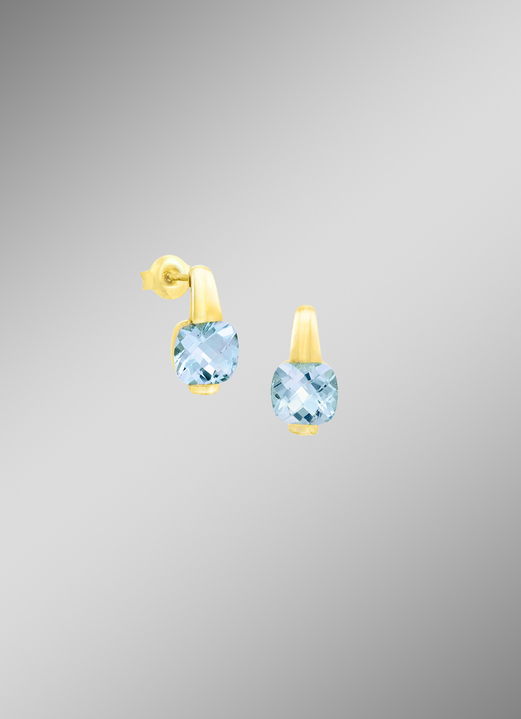 - Moderne Ohrstecker mit Blautopas, in Farbe